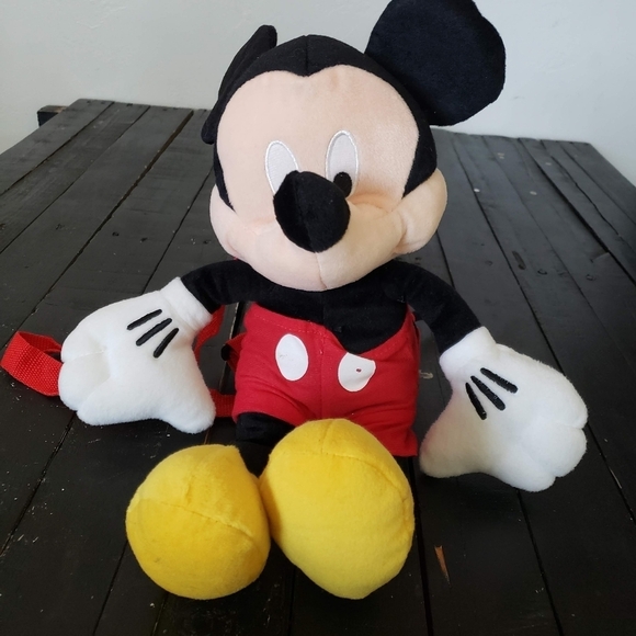 Disney Mickey Mouse Plush Backpack Stuffed Animal Red Black Yellow White - Picture 1 of 5